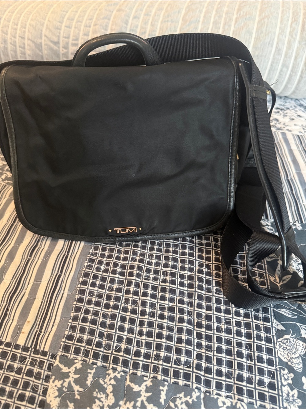 Tumi Black Nylon Messenger Bag with Adjustable Strap